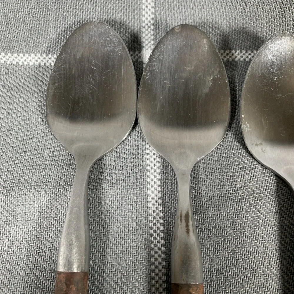 Vintage Gibson Elite Flatware 7pc Brown Handle MCM Stainless Dining 1960s